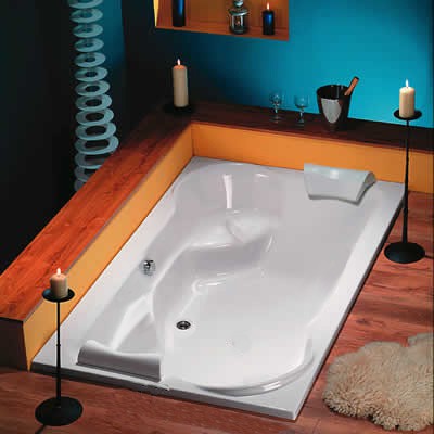 Rechteckbadewanne Duo 200 x 120 x 45 cm weiß T&R Design